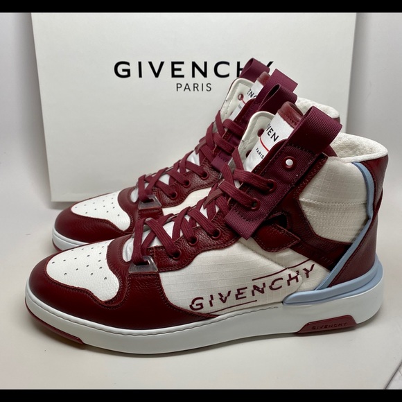Givenchy Paris Logo Mesh Leather Off-White Street High-Top Fashion Sneakers NWT - Picture 2 of 14